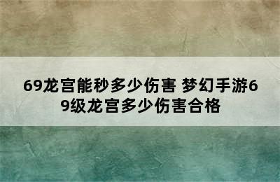 69龙宫能秒多少伤害 梦幻手游69级龙宫多少伤害合格